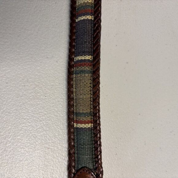 Brighton Santos  Multi Color Canvas Brown Laced Leather Belt  Silver Buckle  32 - Picture 4 of 14